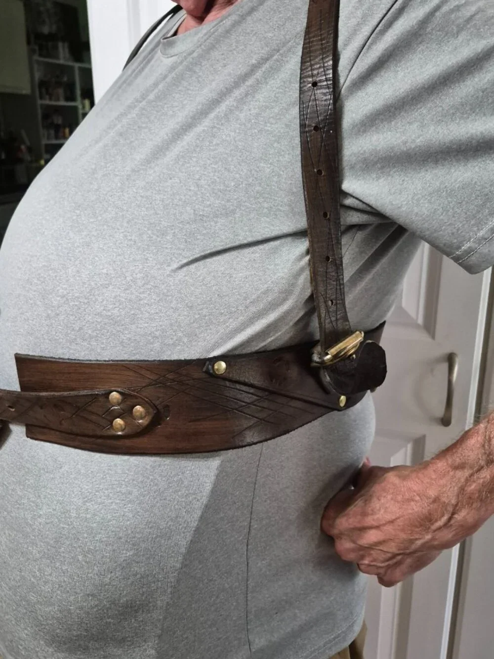Vintage Steampunk Brown Leather Body Harness & Utility Belt Rig 56